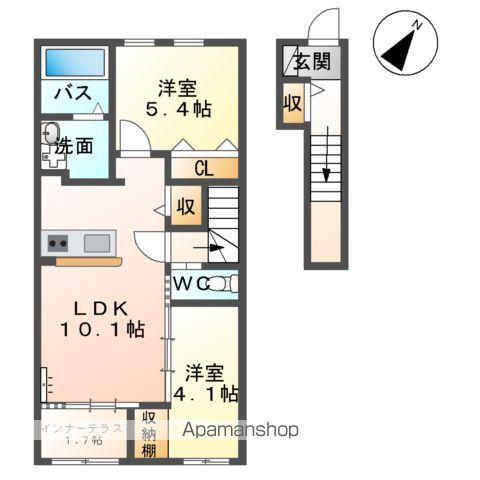 ルミーナ開成(2LDK/2階)の間取り写真