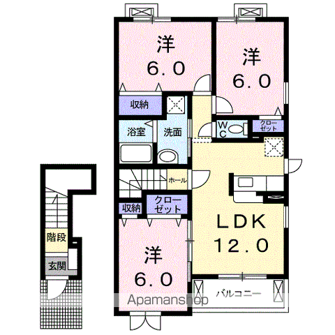 ブレイス(3LDK/2階)の間取り写真