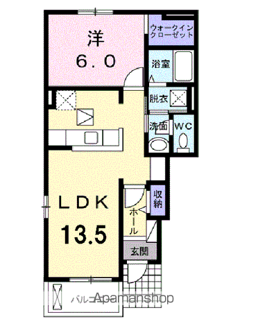プリムローズ(1LDK/1階)の間取り写真