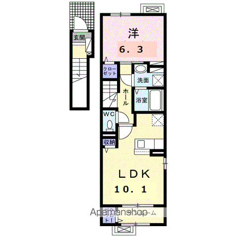 サン・リベールⅡ A(1LDK/2階)の間取り写真