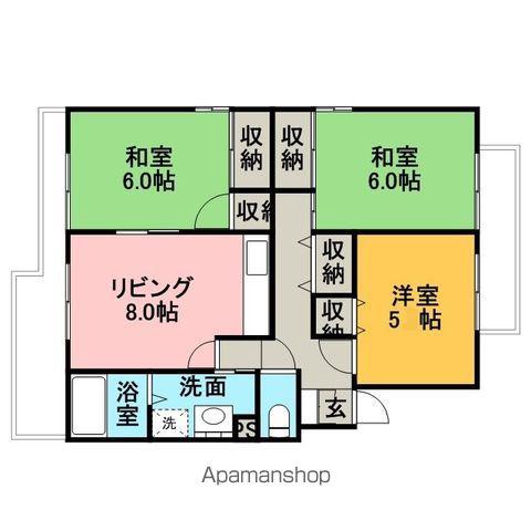 ホワイトリバーⅡ(3LDK/2階)の間取り写真