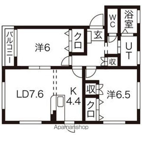 パークサイドクオーレⅠ(2LDK/1階)の間取り写真