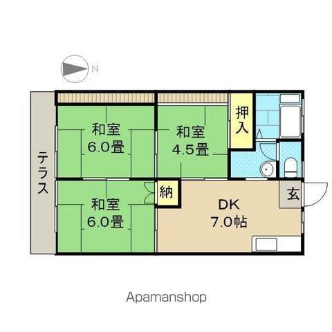 桜ビラD棟(3DK/1階)の間取り写真