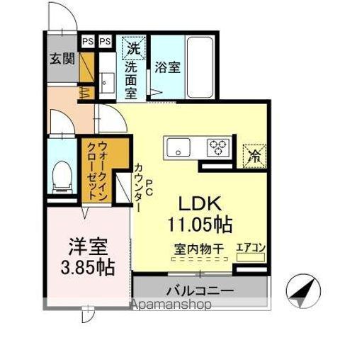 パークサイド新検見(1LDK/3階)の間取り写真
