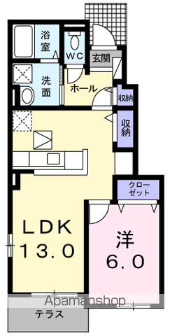 シャトー竹島・Ⅱ(1LDK/1階)の間取り写真