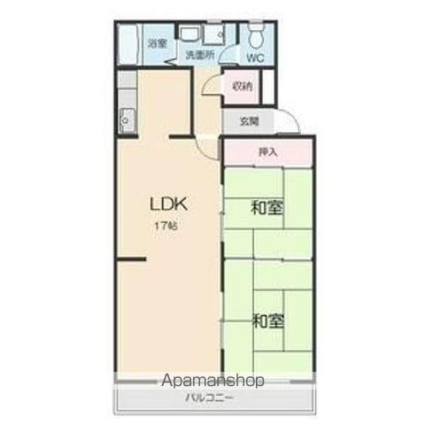 ニューパピリオン加藤(2LDK/4階)の間取り写真