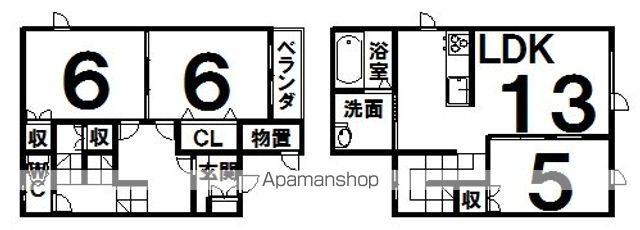 石勝線 新得駅 バス乗車時間:3分 新得橋停留所バス停で下車 徒歩7分 2階建 築10年(3LDK)の間取り写真