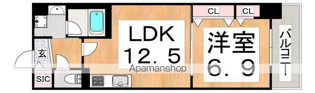 グランセジュール大国町(1LDK/11階)の間取り写真