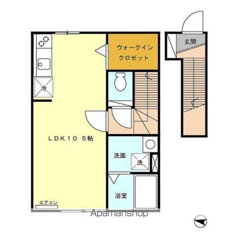 アルパイン(1K/2階)の間取り写真