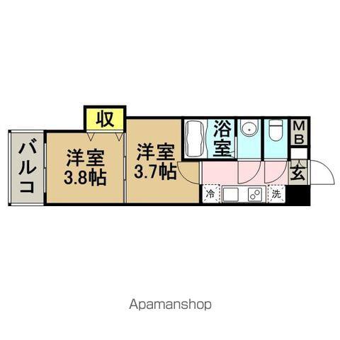 アリビオ博多駅北(2K/10階)の間取り写真