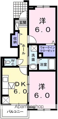 セントラル三田(2DK/1階)の間取り写真