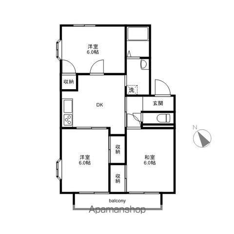 萬寿シティA(3DK/2階)の間取り写真