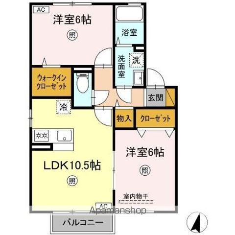 ハイムカトレアⅡ(2LDK/2階)の間取り写真