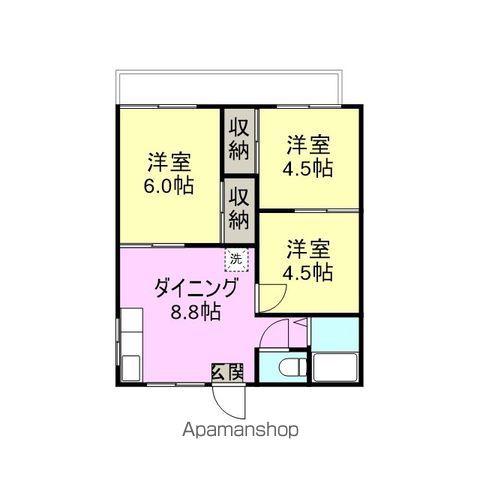 コーポ寺崎(3DK/1階)の間取り写真