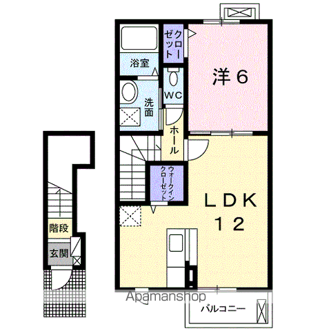 シャイン21Ⅱ(1LDK/2階)の間取り写真