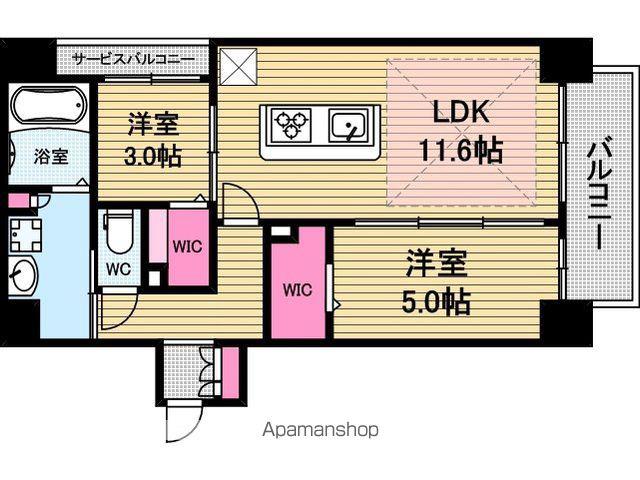 アーバネックス南新町(2LDK/8階)の間取り写真