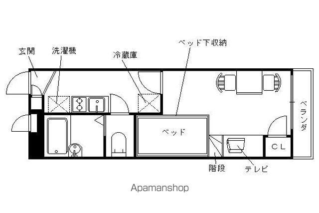 レオパレス西京(1K/1階)の間取り写真