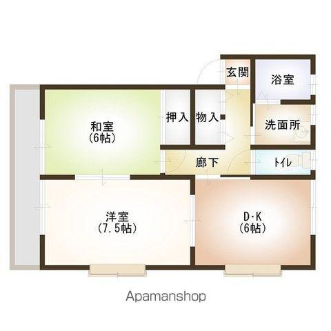 ヴィラージュ・ベンA/B(2DK/2階)の間取り写真