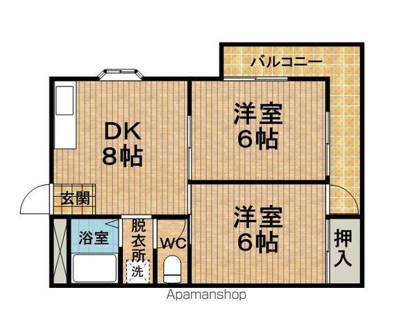 ルベール1(2DK/2階)の間取り写真