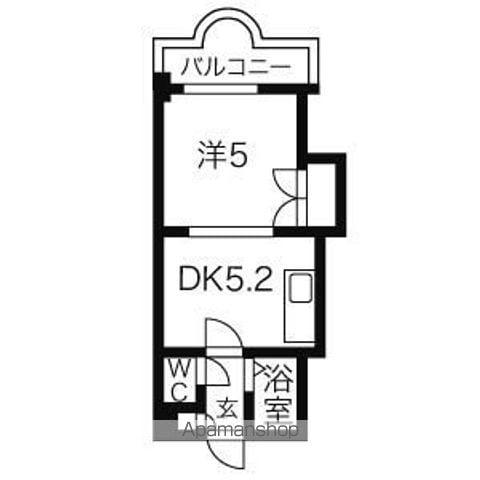 エンドレスリバーサイド(1DK/7階)の間取り写真