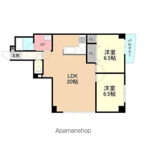 恒志堂手稲ビルⅡ(2LDK/4階)の間取り写真