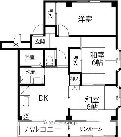 ヴィラ河崎(3DK/2階)の間取り写真