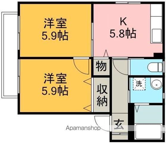 オークヒルズ(2K/1階)の間取り写真
