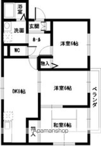 パークコートA棟(3DK/1階)の間取り写真