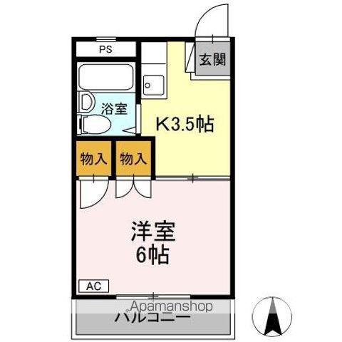 コートハウス坪井(1K/2階)の間取り写真