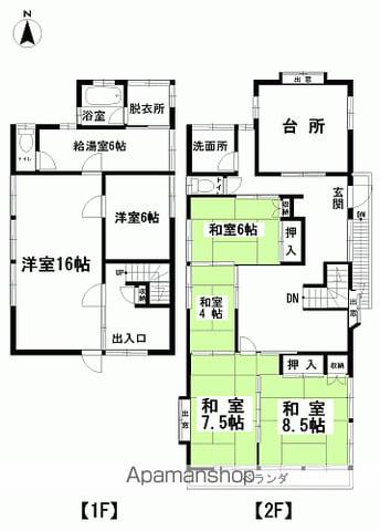 常磐線 湯本駅 バス乗車時間:11分 小名浜三小バス停で下車 徒歩2分 2階建 築43年(6DK)の間取り写真