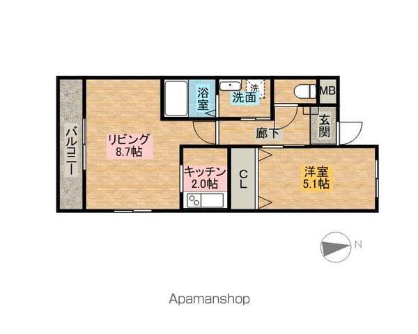 ブルースカイ唐船(1LDK/2階)の間取り写真