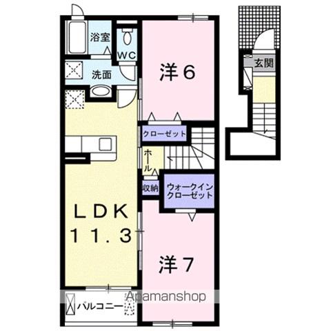 福塩線 湯田村駅 徒歩16分 2階建 築5年(2LDK/2階)の間取り写真