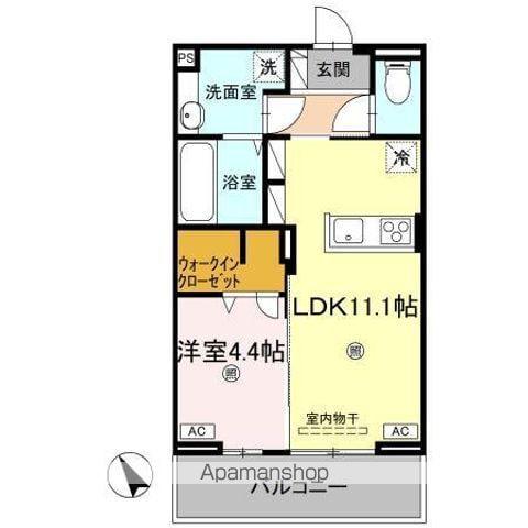 J.リヴェール高松西宝町 C棟(1LDK/2階)の間取り写真