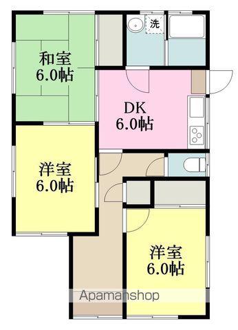 愛媛県松山市 1階建 築46年(3DK)の間取り写真