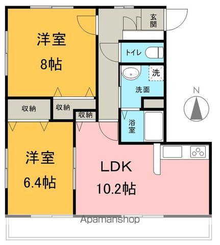 ヴィラージュ山辺AB(2LDK/2階)の間取り写真