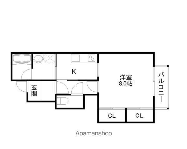 リクデロワ B棟(1K/1階)の間取り写真