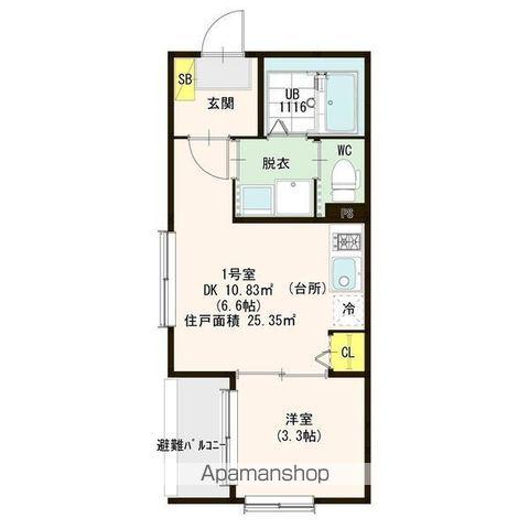 パークテラス(1DK/3階)の間取り写真