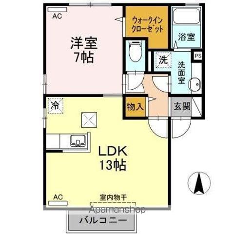 デュレ・ボナールC(1LDK/1階)の間取り写真