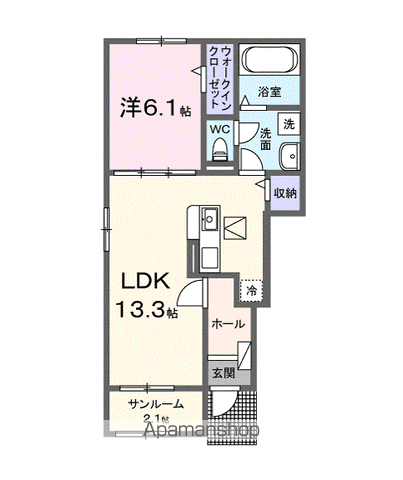 ソラリエ Ⅱ(1LDK/1階)の間取り写真