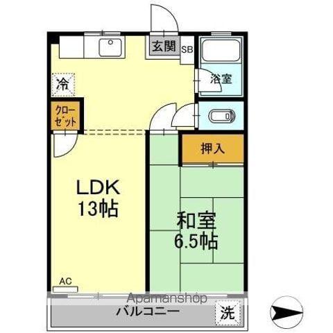 大石マンション(1LDK/3階)の間取り写真