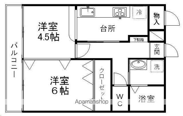 荒巻ハイツA棟(2K/3階)の間取り写真
