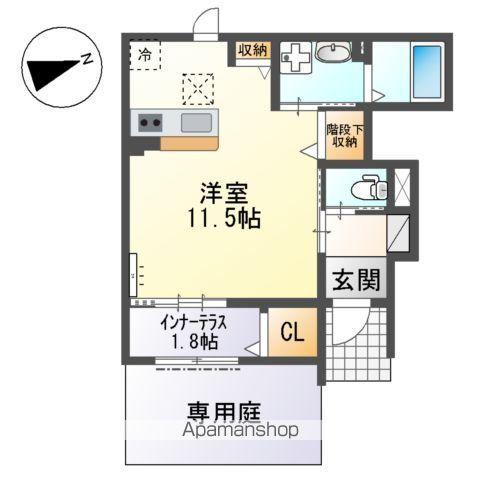 ウィステリアハイツⅠ(ワンルーム/1階)の間取り写真