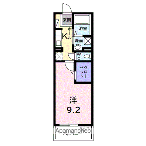 プレーヌ・アビタシオン(1K/2階)の間取り写真