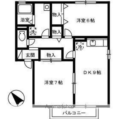 アドミレー樹太(2DK/1階)の間取り写真