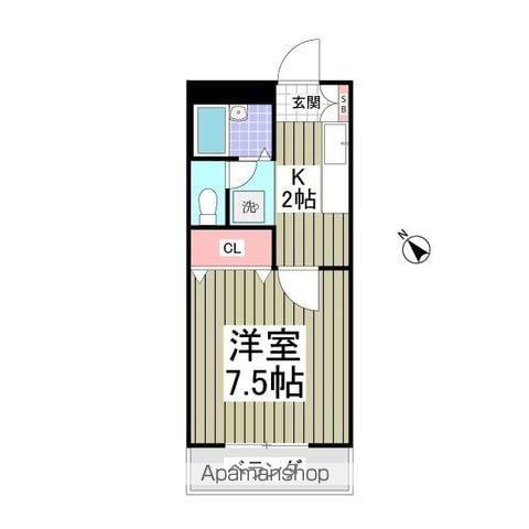 コムハウス(1K/2階)の間取り写真