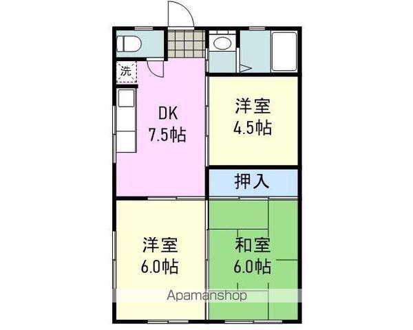 コーポラス福重(3DK/1階)の間取り写真