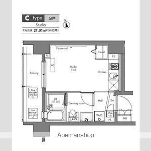 プラウドフラット隅田リバーサイド(ワンルーム/5階)の間取り写真