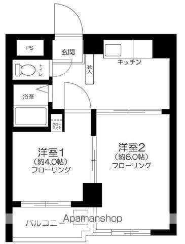 NYマンション(2K/4階)の間取り写真