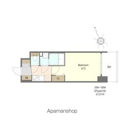 ALIVIS福島海老江(1K/5階)の間取り写真