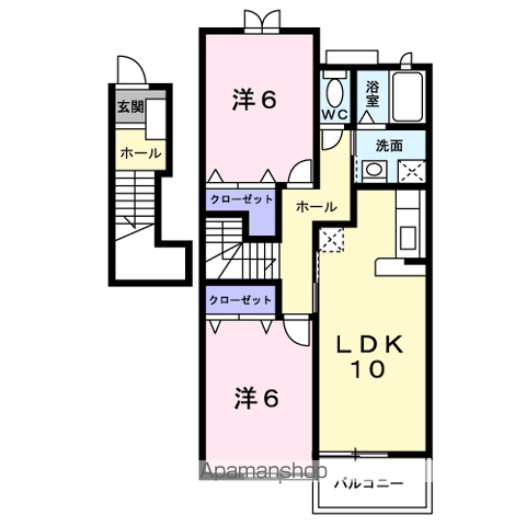 メゾン・ポポラーレB(2LDK/2階)の間取り写真